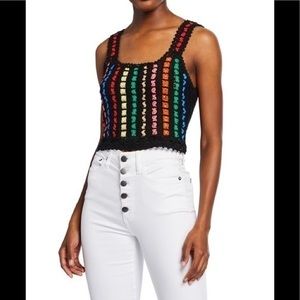 Alice + Olivia Crochet Multicolor Tank Top